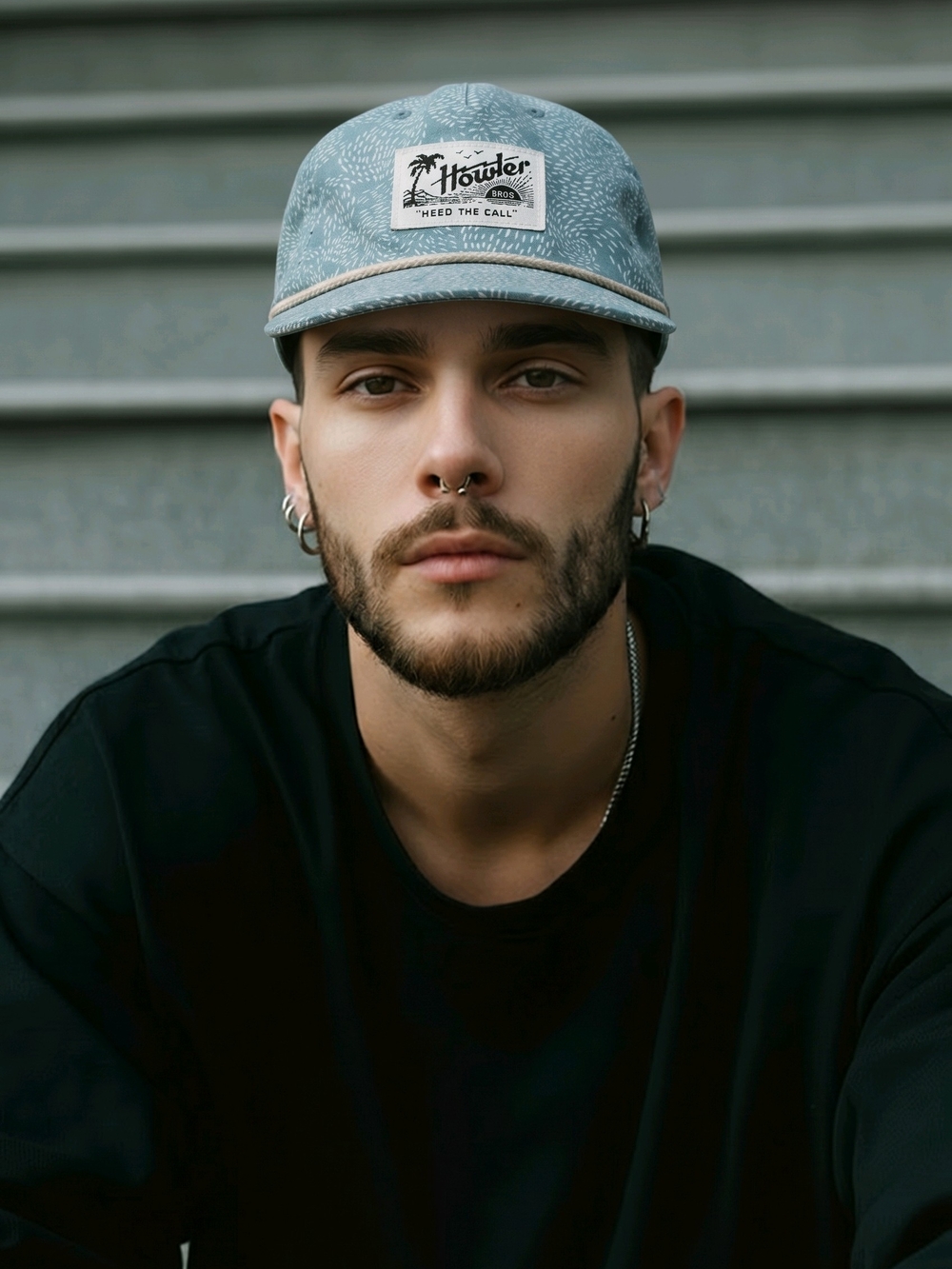 Howler Brothers Dusty Blue Patterned Five-Panel Cap
